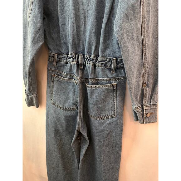Simonett Denim Utility Jumpsuit Blue Jean Western Straight Leg Boiler Suit O/S - Picture 7 of 7